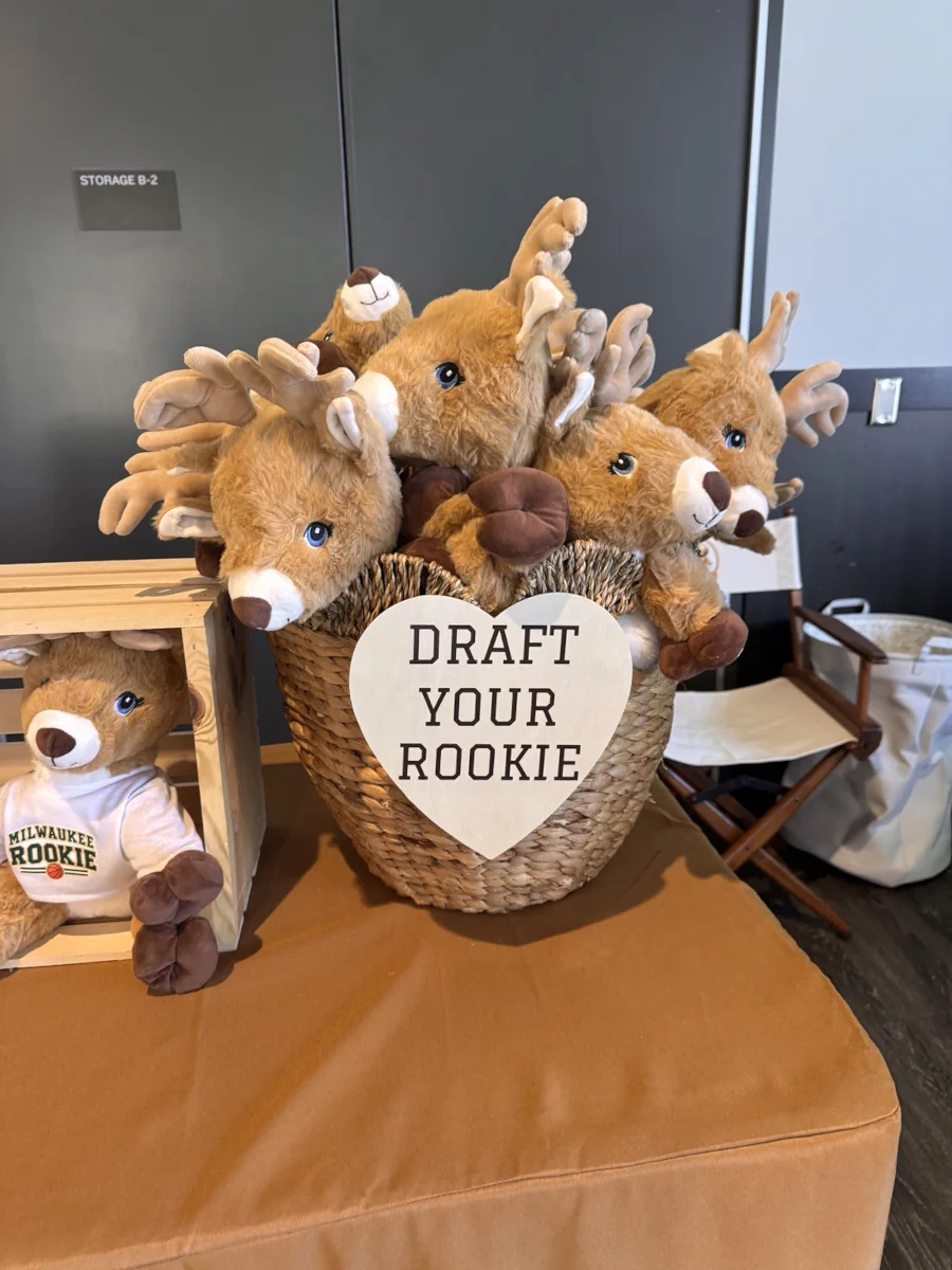 Themed deer plush display with a custom Milwaukee Rookie shirt